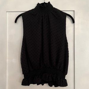 Black Sleeveless Polka Dot Top by Aqua